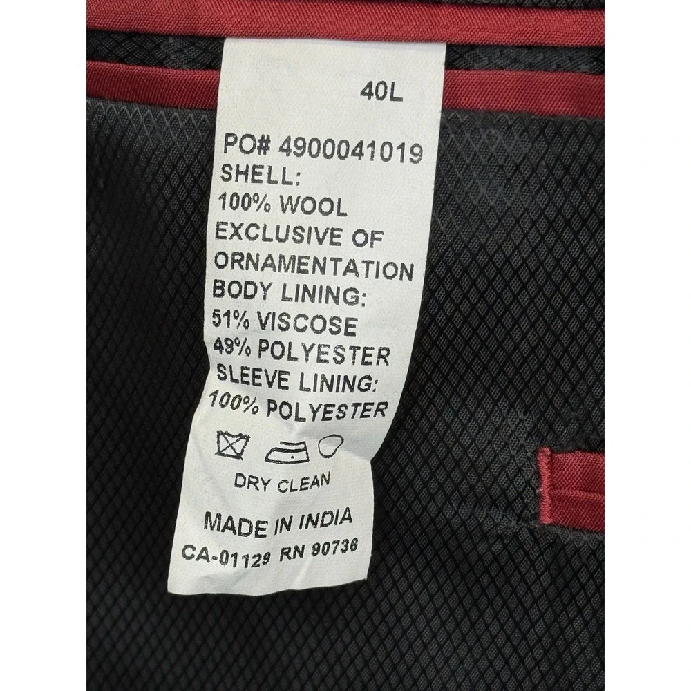 Alfani Blazer Mens 40L Slim Fit Wool Pinstripe Black‎ Suit Jacket Sport Coat